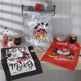 Kit 3 Panos de Copa Felpudo Estampado Dohler Mickey e Minnie Kit 3 Panos de Copa Felpudo Estampado Dohler Mickey e Minnie