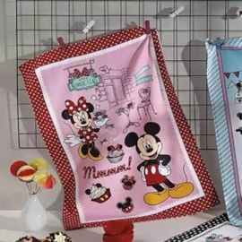 Kit 3 Panos de Copa Felpudo Estampado Dohler Mickey e Minnie Doces