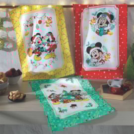 Kit 3 Panos de Copa Felpudo Estampado Dohler Mickey e Minnie Natal Kit 3 Panos de Copa Felpudo Estampado Dohler Mickey e Minnie Natal