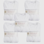 Kit 5 Roupão Microfibra Sofisticata Premium Branco P