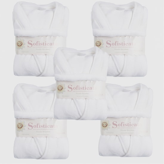 Kit 5 Roupão Microfibra Sofisticata Premium Branco P
