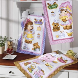 Kit 6 Panos de Copa Felpudo Estampado Dohler Happy Kitchen