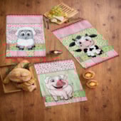 Kit 6 Panos de Copa Felpudo Teka Primore Fazendinha 100% Algodão 40x65 cm