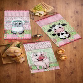 Kit 6 Panos de Copa Felpudo Teka Primore Fazendinha 100% Algodão 40x65 cm