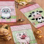 Kit 6 Panos de Copa Felpudo Teka Primore Fazendinha 100% Algodão 40x65 cm