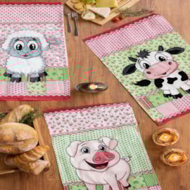 Kit 6 Panos de Copa Felpudo Teka Primore Fazendinha 100% Algodão 40x65 cm