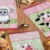 Kit 6 Panos de Copa Felpudo Teka Primore Fazendinha 100% Algodão 40x65 cm