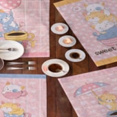 Kit 6 Panos de Copa Felpudo Teka Primore Gatinhos 100% Algodão 40x65 cm