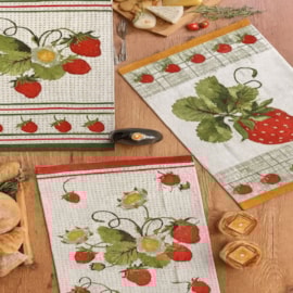 Kit 6 Panos de Copa Felpudo Teka Primore Morangos 100% Algodão 40x65 cm