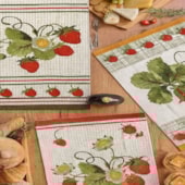 Kit 6 Panos de Copa Felpudo Teka Primore Morangos 100% Algodão 40x65 cm