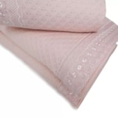 Kit Cobre Leito Casal Bordare Appel Bordado Inglês Rosè Misty Floral (1 colcha + 2 Porta Travesseiro