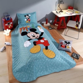 Kit Cobre Leito Solteiro Hedrons Disney Mickey Home 1,60x2,35 (1 Cobre Leito + 1 Porta Travesseiro)