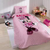 Kit Cobre Leito Solteiro Hedrons Disney Minnie Home 1,60x2,35 (1 Cobre Leito + 1 Porta Travesseiro)