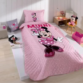 Kit Cobre Leito Solteiro Hedrons Disney Minnie Home 1,60x2,35 (1 Cobre Leito + 1 Porta Travesseiro)
