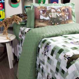 Kit Cobreleito Solteiro Kacyumara Authentic Games Verde Kit Cobreleito Solteiro Kacyumara Authentic Games Verde