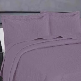 Kit Colcha Casal Flora Habitat Lilas (1 Colcha 220x240 + 2 Porta-Travesseiro)