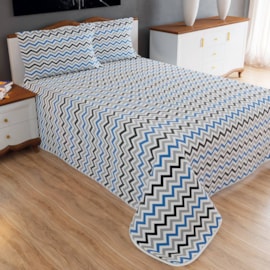Kit Colcha Casal Montblanc Zig Zag Azul 3 Peças Kit Colcha Casal Montblanc Zig Zag Azul 3 Peças