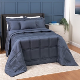 Kit Coordenado Cobreleito Queen Lavive Vienna 4Pçs 400Fios Algodão Azul Kit Coordenado Cobreleito Queen Lavive Vienna 4Pçs 400Fios Algodão Azul