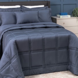 Kit Coordenado Cobreleito Queen Lavive Vienna 4Pçs 400Fios Algodão Azul Kit Coordenado Cobreleito Queen Lavive Vienna 4Pçs 400Fios Algodão Azul