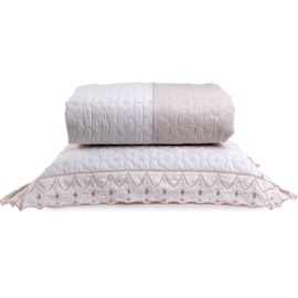 Kit Coordenado Queen Lavive Charlote Dupla Face Bege Kit Coordenado Queen Lavive Charlote Dupla Face Bege
