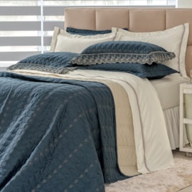 Kit Coordenado Queen Lavive Jardine Azul Petróleo/ Bege Kit Coordenado Queen Lavive Jardine Azul Petróleo/ Bege