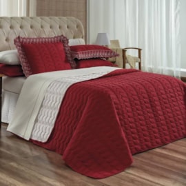 Kit Coordenado Queen Lavive Jardine Vermelho/Palha Kit Coordenado Queen Lavive Jardine Vermelho/Palha