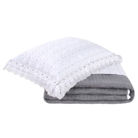 Kit Coordenado Super King Lavive Charlote Dupla Face Cinza Kit Coordenado Super King Lavive Charlote Dupla Face Cinza