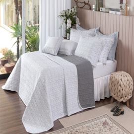 Kit Coordenado Super King Lavive Charlote Dupla Face Cinza Kit Coordenado Super King Lavive Charlote Dupla Face Cinza