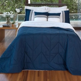 Kit Coordenado Super-King Lavive Melinda Azul Petróleo/Palha Kit Coordenado Super-King Lavive Melinda Azul Petróleo/Palha