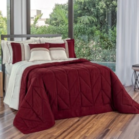 Kit Coordenado Super-King Lavive Melinda Cabernet/Palha Kit Coordenado Super-King Lavive Melinda Cabernet/Palha