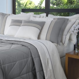 Kit Coordenado Super-King Lavive Melinda Gris/Palha Kit Coordenado Super-King Lavive Melinda Gris/Palha
