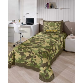 Kit Edredom Solteiro Paul Frank Matelassê Buettner militar