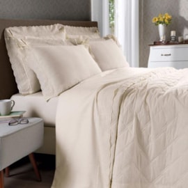 Kit Enxoval Jogo de Cama Casal e Jogo de Banho Bouton Creme Kit Enxoval Jogo de Cama Casal e Jogo de Banho Bouton Creme