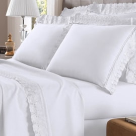 Kit Enxoval Jogo de Cama King e Jogo de Banho Bouton Branco Kit Enxoval Jogo de Cama King e Jogo de Banho Bouton Branco