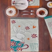 Kit Pano de Copa Felpudo Teka Primore Estampas Coelhos 6 Pçs Kit Pano de Copa Felpudo Teka Primore Estampas Coelhos 6 Pçs