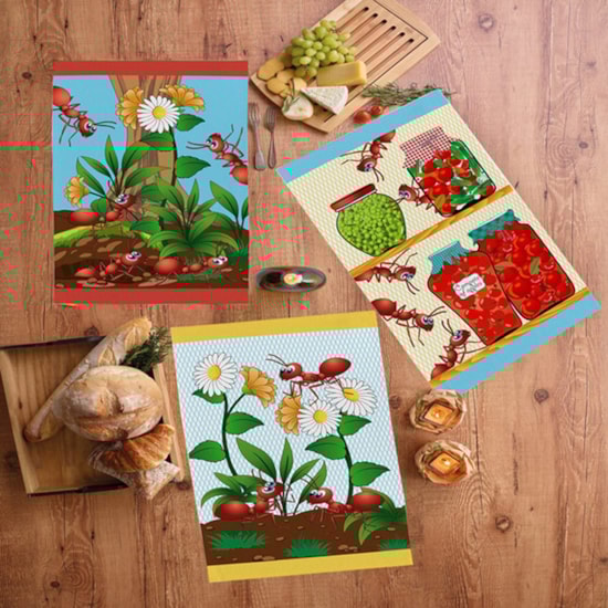 Kit Pano de Copa Felpudo Teka Primore Estampas Formigas 6 Pçs Kit Pano de Copa Felpudo Teka Primore Estampas Formigas 6 Pçs