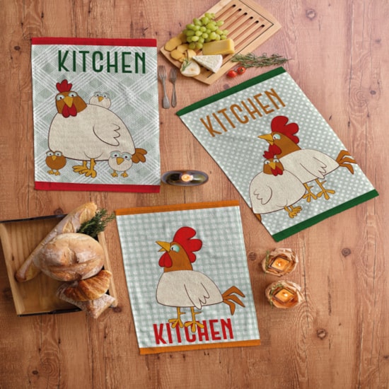 Kit Pano de Copa Felpudo Teka Primore Estampas Kitchen 6 Pçs Kit Pano de Copa Felpudo Teka Primore Estampas Kitchen 6 Pçs