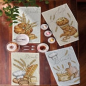 Kit Pano de Copa Felpudo Teka Primore Estampas Pães 6 Pçs Kit Pano de Copa Felpudo Teka Primore Estampas Pães 6 Pçs