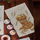 Kit Pano de Copa Felpudo Teka Primore Estampas Pães 6 Pçs Kit Pano de Copa Felpudo Teka Primore Estampas Pães 6 Pçs