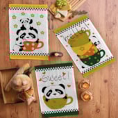 Kit Pano de Copa Felpudo Teka Primore Estampas Pandas 6 Pçs Kit Pano de Copa Felpudo Teka Primore Estampas Pandas 6 Pçs