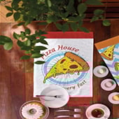 Kit Pano de Copa Felpudo Teka Primore Estampas Pizza 6 Pçs Kit Pano de Copa Felpudo Teka Primore Estampas Pizza 6 Pçs