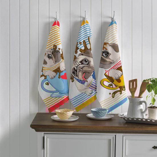 Kit Pano de Copa Felpudo Teka Primore Estampas Sortidas Dogs 6 Peças Kit Pano de Copa Felpudo Teka Primore Estampas Sortidas Dogs 6 Peças