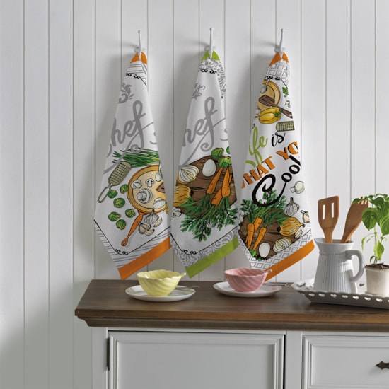 Kit Pano de Copa Felpudo Teka Primore Estampas Sortidas Ele e Ela 6 Peças Kit Pano de Copa Felpudo Teka Primore Estampas Sortidas Ele e Ela 6 Peças