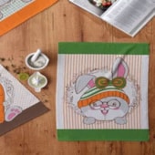 Kit Pano de Copa Teka Fiori Bunnys e Café da Manhã 6 Peças Kit Pano de Copa Teka Fiori Bunnys e Café da Manhã 6 Peças