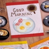 Kit Pano de Copa Teka Fiori Bunnys e Café da Manhã 6 Peças Kit Pano de Copa Teka Fiori Bunnys e Café da Manhã 6 Peças