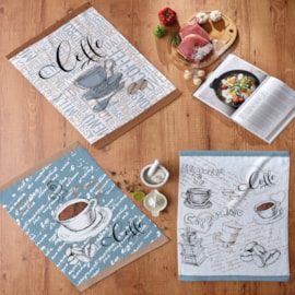 Kit Pano de Copa Teka Fiori Café e Cake 6 Peças Kit Pano de Copa Teka Fiori Café e Cake 6 Peças