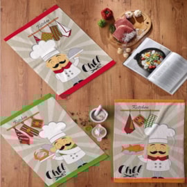 Kit Pano de Copa Teka Fiori Chef e Doces 6 Peças Kit Pano de Copa Teka Fiori Chef e Doces 6 Peças