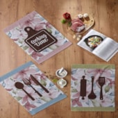 Kit Pano de Copa Teka Fiori Cooking Time e Frutas 6 Pçs Kit Pano de Copa Teka Fiori Cooking Time e Frutas 6 Pçs