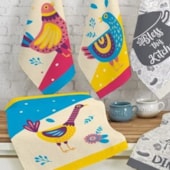 Kit Pano de Copa Teka Fiori Galinhas e Cozinha 6 Peças Kit Pano de Copa Teka Fiori Galinhas e Cozinha 6 Peças