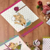 Kit Pano de Copa Teka Fiori Gatinho e Legumes 6 Peças Kit Pano de Copa Teka Fiori Gatinho e Legumes 6 Peças